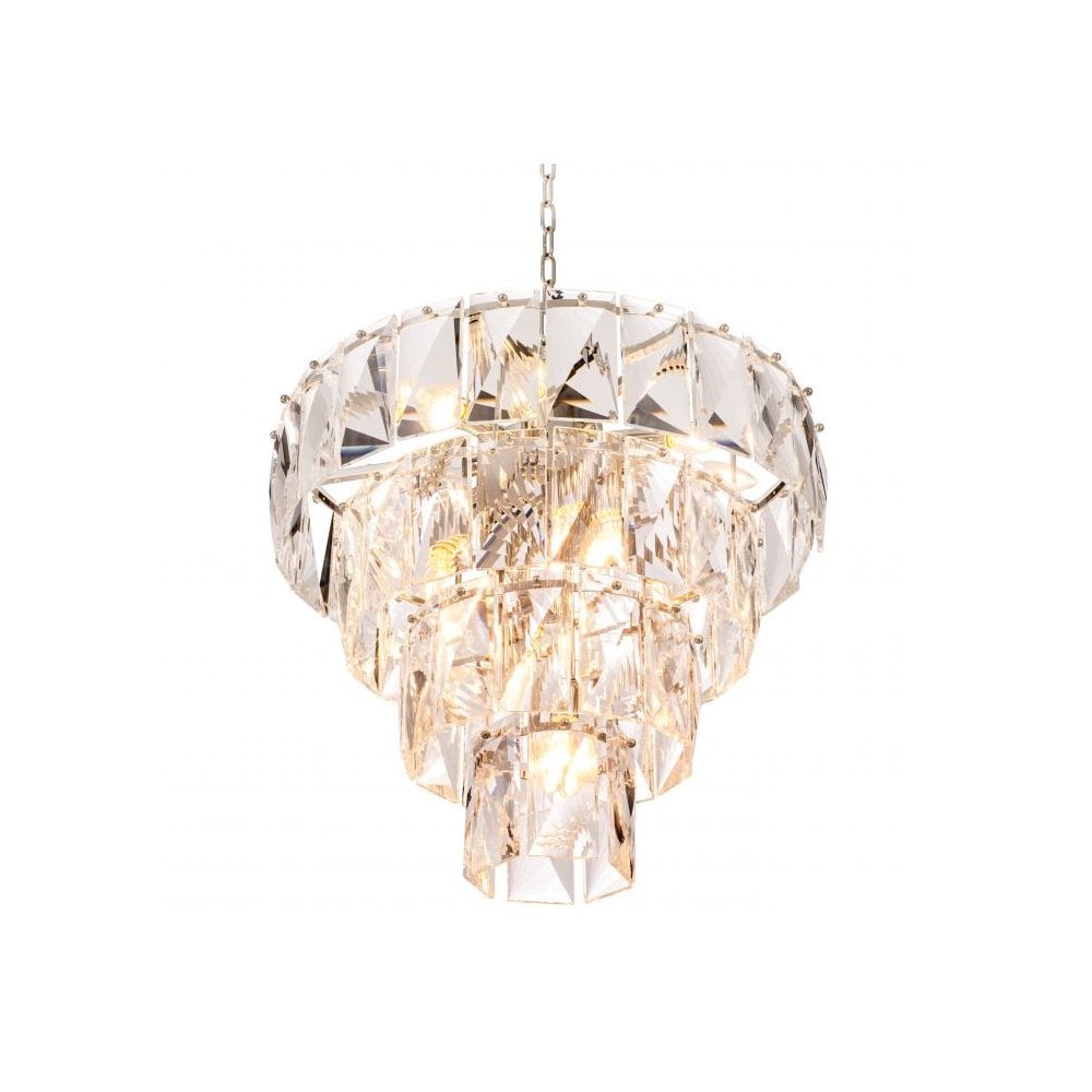 Glistening Crystal Elegance Chandelier, Nickel Finish
