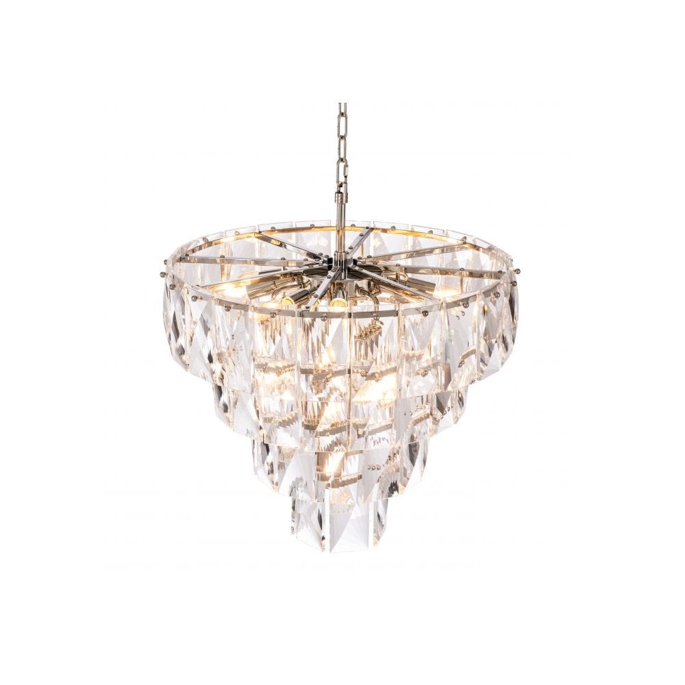 Glistening Crystal Elegance Chandelier, Nickel Finish
