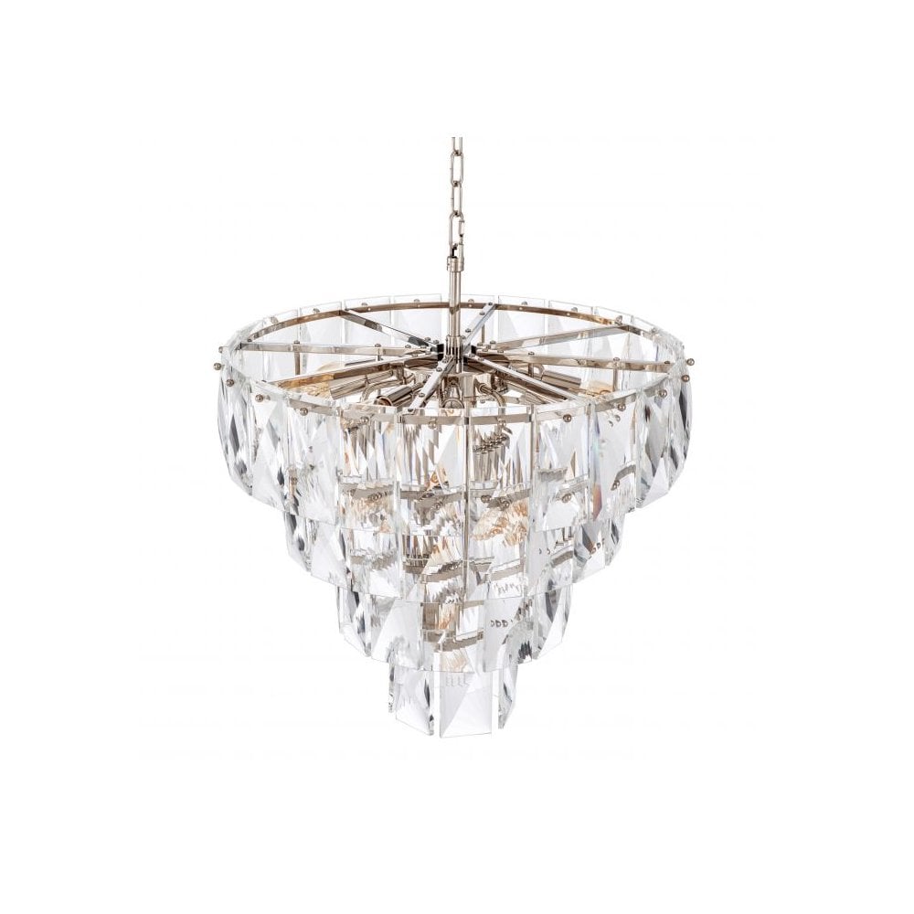 Glistening Crystal Elegance Chandelier, Nickel Finish