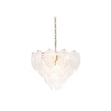 Novida Antique Brass Chandelier with Hand-Blown Frosted Glass Leafs