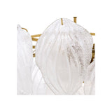 Novida Antique Brass Chandelier with Hand-Blown Frosted Glass Leafs