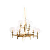 Antique Brass Jade Chandelier L with Clear Glass Globes