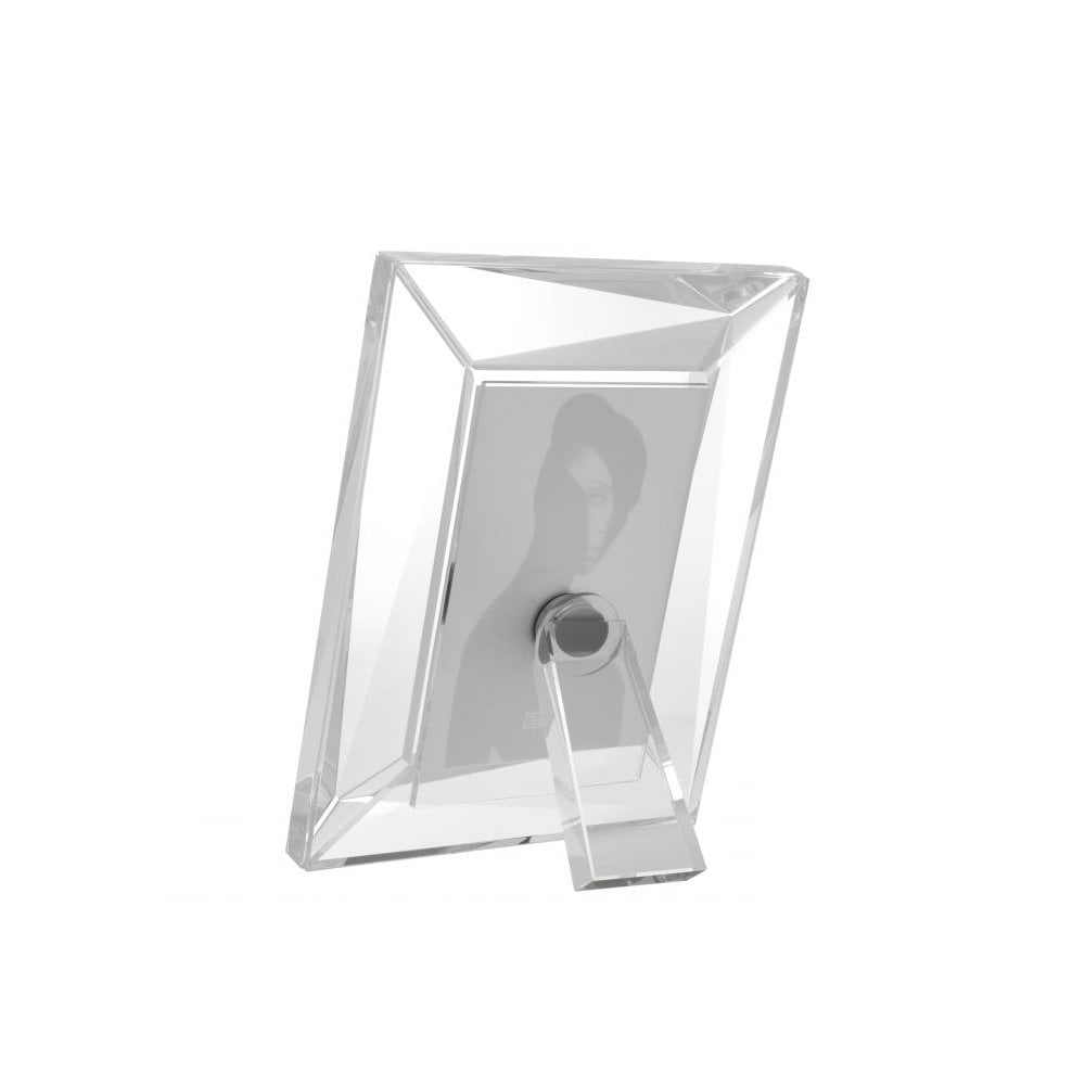 Set of Two Elegant Clear Crystal Glass Picture Frames