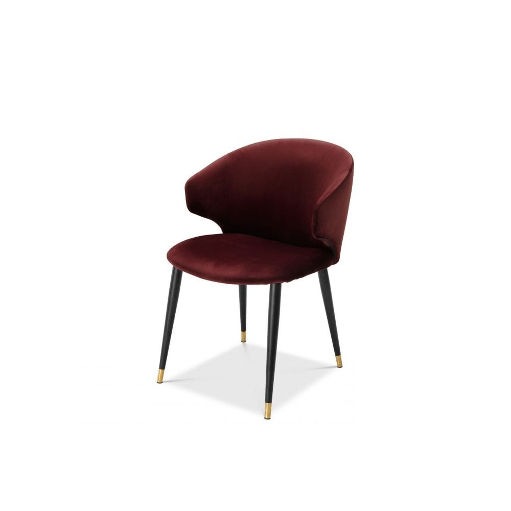 Volante Dining Chair in Roche Bordeaux Velvet with Black & Gold Accents