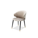 Roche Beige Velvet Dining Chair with Black and Gold Accents
