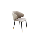 Roche Beige Velvet Dining Chair with Black and Gold Accents