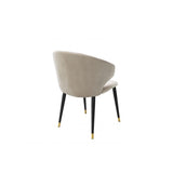 Roche Beige Velvet Dining Chair with Black and Gold Accents