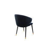 Volante Dining Chair in Midnight Blue Velvet with Black and Gold Accents