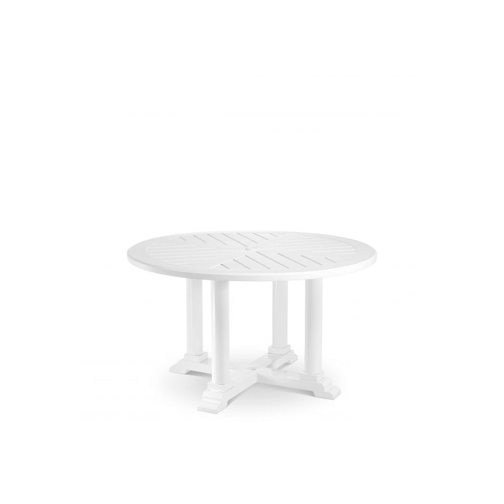 Elegant White Round Outdoor Dining Table, Bell Rive Ø 130 cm