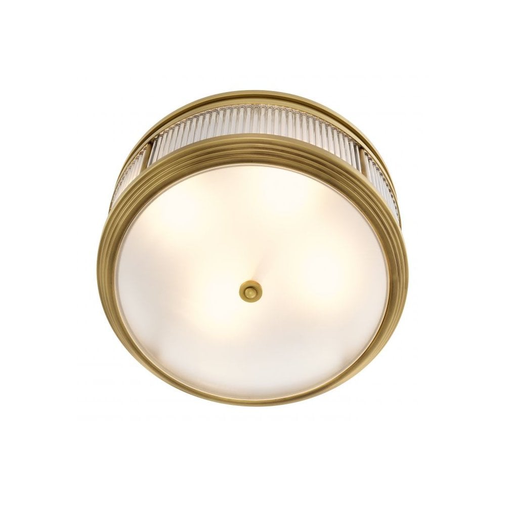 Rousseau Ceiling Lamp with Antique Brass Finish and Elegant Glass Accents