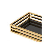 Ersa Luxe Gold and Black Glass Decorative Tray