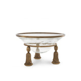 Vintage Brass Tassel Bowl with Clear Glass Ornamentation