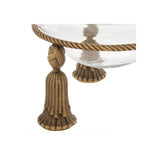 Vintage Brass Tassel Bowl with Clear Glass Ornamentation