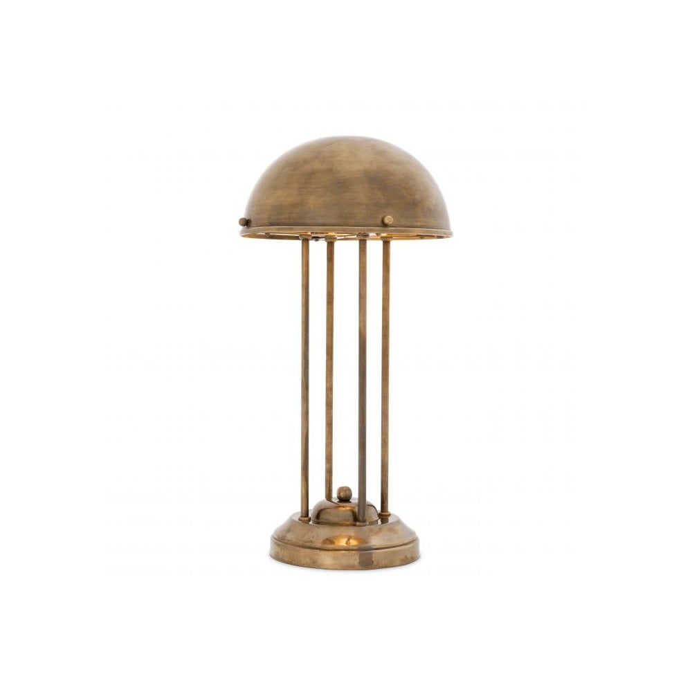 Vintage Brass Art Deco-Inspired Desk Lamp with Dome Shade