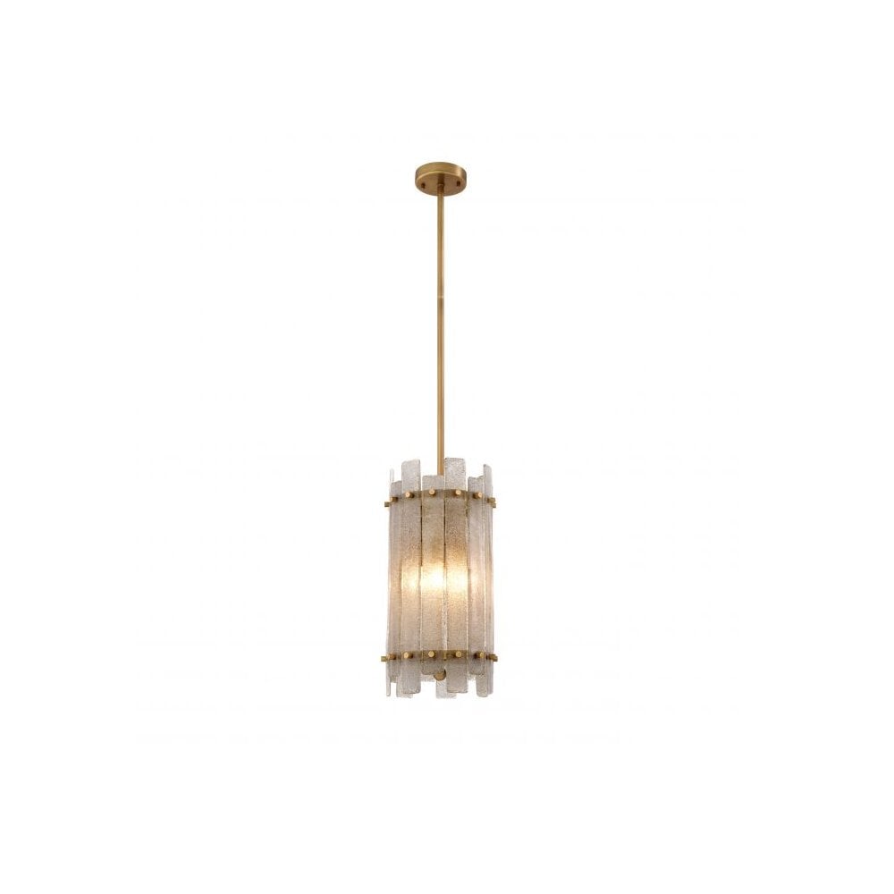 Vintage Brass Elegance: Da Silva Chandelier with Hand Blown Glass