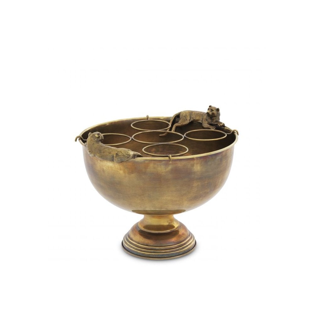 Vintage Brass Puma-Handled Champagne Ice Bowl