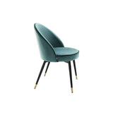 Set of 2 Cooper Dining Chairs in Turquoise Velvet with Black and Brass Accents