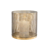 Vintage Brass Lattice Candle Holder with Clear Glass