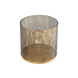 Vintage Brass Lattice Candle Holder with Clear Glass