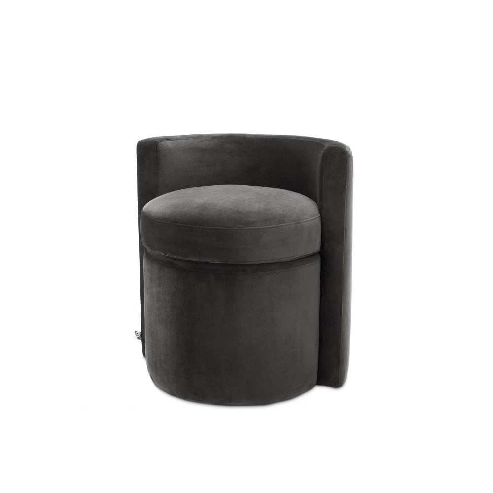 Arcadia Stool in Rich Roche Dark Grey Velvet