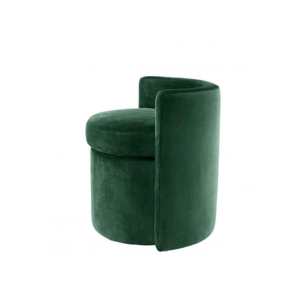 Arcadia Luxe Velvet Stool in Deep Forest Green