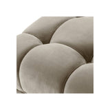 Sienna Velvet Ottoman, Greige Tufted Upholstery, Gold Accents