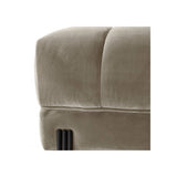 Sienna Velvet Ottoman, Greige Tufted Upholstery, Gold Accents