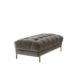 Elegant Sienna Bench in Savona Grey Velvet with Gold-Tone Brushed Brass Legs