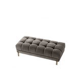 Elegant Sienna Bench in Savona Grey Velvet with Gold-Tone Brushed Brass Legs