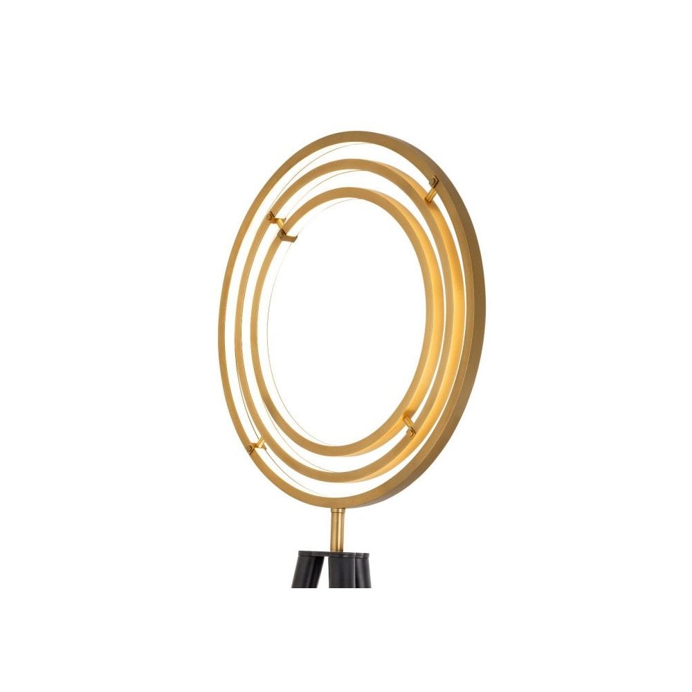 Cassini Galactic Floor Lamp, Antique Brass and Black, Adjustable LED Rings