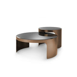 Piemonte Coffee Table Duo with Brushed Copper and Black Glass Elegance