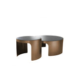 Piemonte Coffee Table Duo with Brushed Copper and Black Glass Elegance