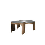 Piemonte Coffee Table Duo with Brushed Copper and Black Glass Elegance
