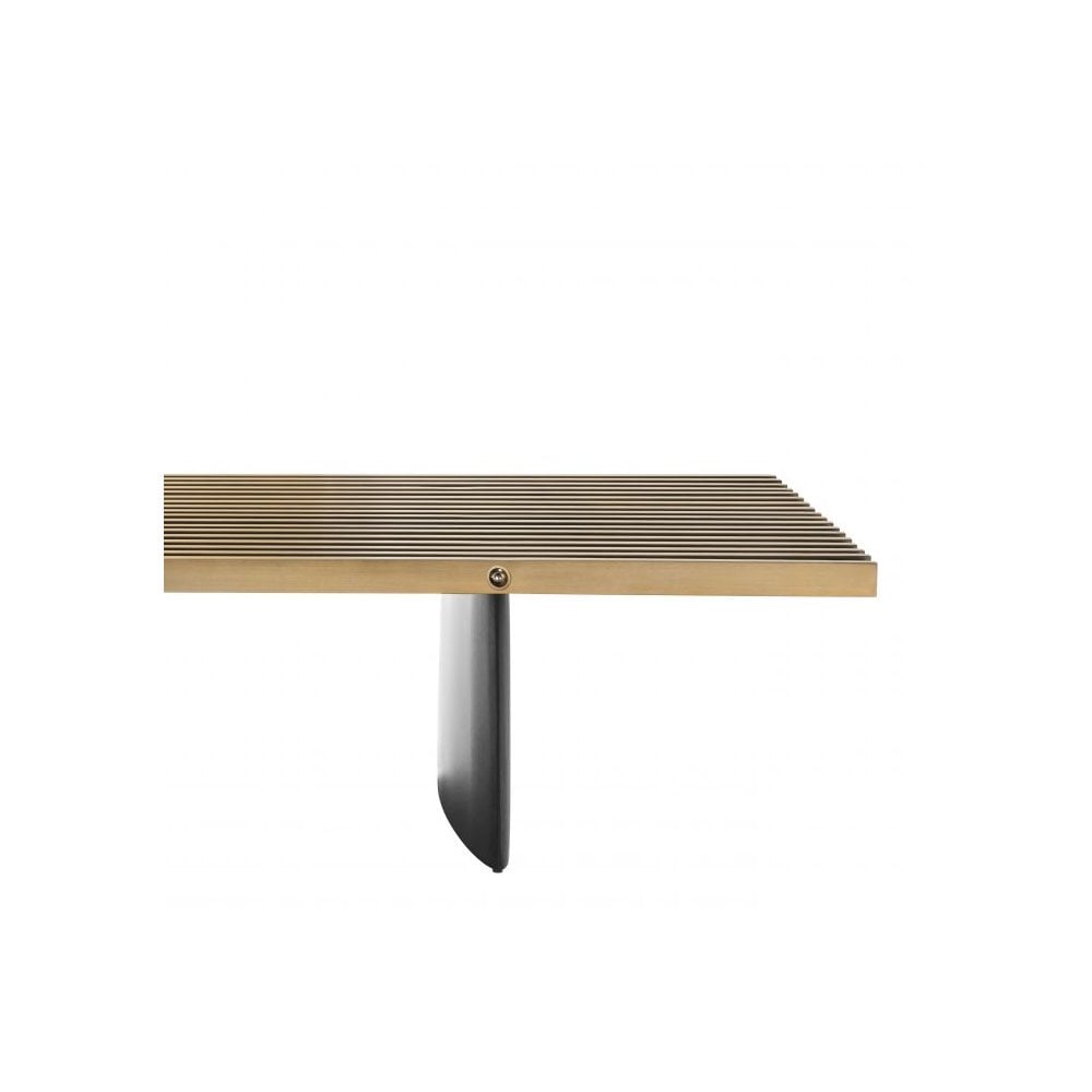 Vauclair Coffee Table: Brushed Brass Mesh Top with Black Solid Base