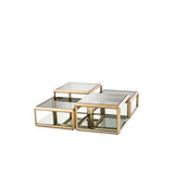 Elegance Refined: Callum Coffee Table with Brushed Brass, Smoke, and Mirror Glass