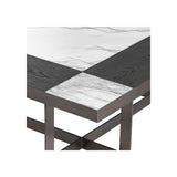 Hermoza Coffee Table: Bianco Lilac Marble and Mocha Oak Veneer with Bronze Finish
