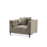 Sienna Chair in Greige Velvet with Black and Gold Accents