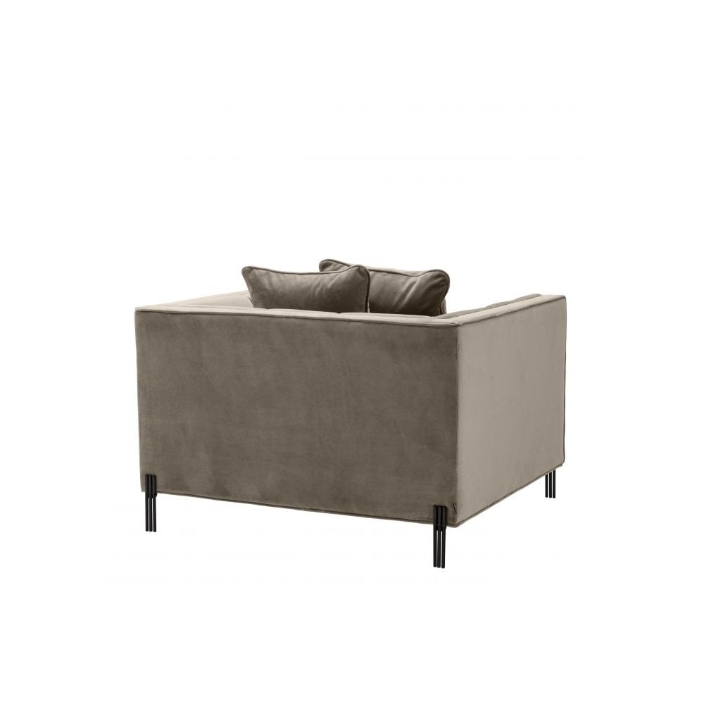 Sienna Chair in Greige Velvet with Black and Gold Accents