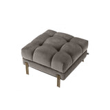 Sienna Stool: Luxurious Grey Velvet with Brushed Brass Accents