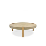 Modern Oxnard Coffee Table with Washed Oak and Brass Accents