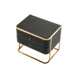 Monfort Black Faux Leather Side Table with Brushed Brass Elegance