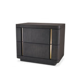 Modesto Mocha Oak Veneer Side Table with Brushed Brass Accents