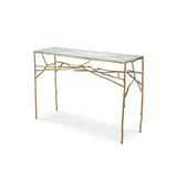 Elegant Gold Console Table with Clear Glass Top - Antico Design