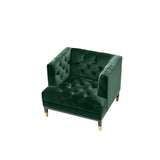 Elegant Castelle Chair in Rich Dark Green Velvet with Black and Brass Accents