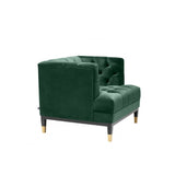 Elegant Castelle Chair in Rich Dark Green Velvet with Black and Brass Accents