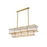 Art Deco Elegance: Antique Brass & Clear Glass Chandelier