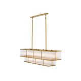 Art Deco Elegance: Antique Brass & Clear Glass Chandelier