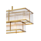 Art Deco Elegance: Antique Brass & Clear Glass Chandelier