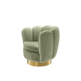 Glamorous Savona Green Velvet Swivel Chair with Brushed Brass Base