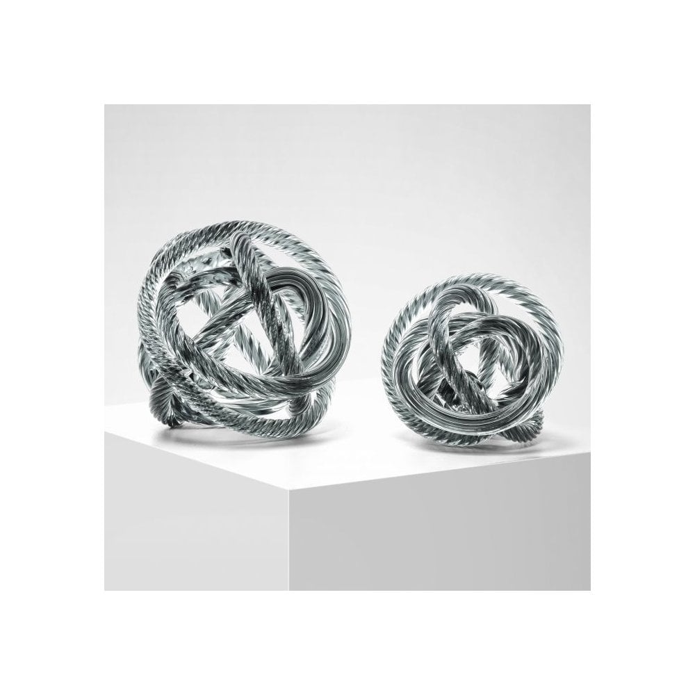 Domenico M Desk Ornament in Grey Blue Glass with Nautical Rope Design